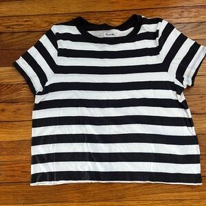 Madewell Black and White Striped Crop Top